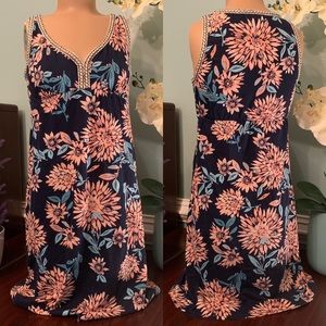 Lucky Dress Floral Sleeveless Dress with Gold Trim